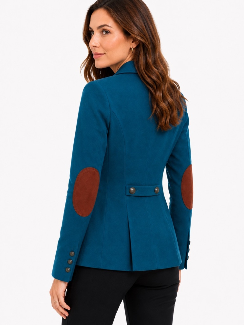 CASS Teal Blazer XS NWOT | Elbow Patch Detail | Tailored Stretch Jacket